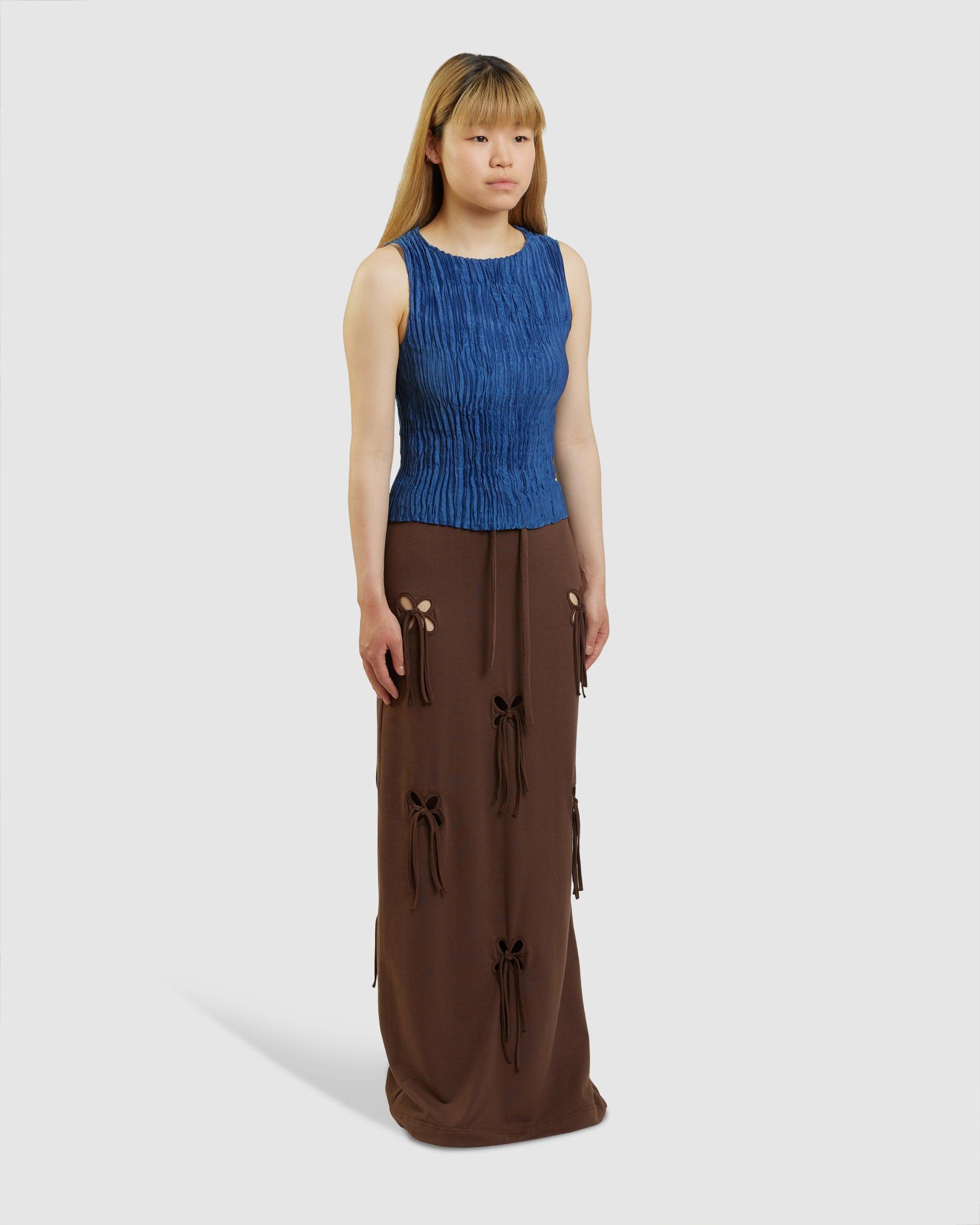 Silk Pleated Tank Top Dark Blue - {{ collection.title }} - Chinatown Country Club 