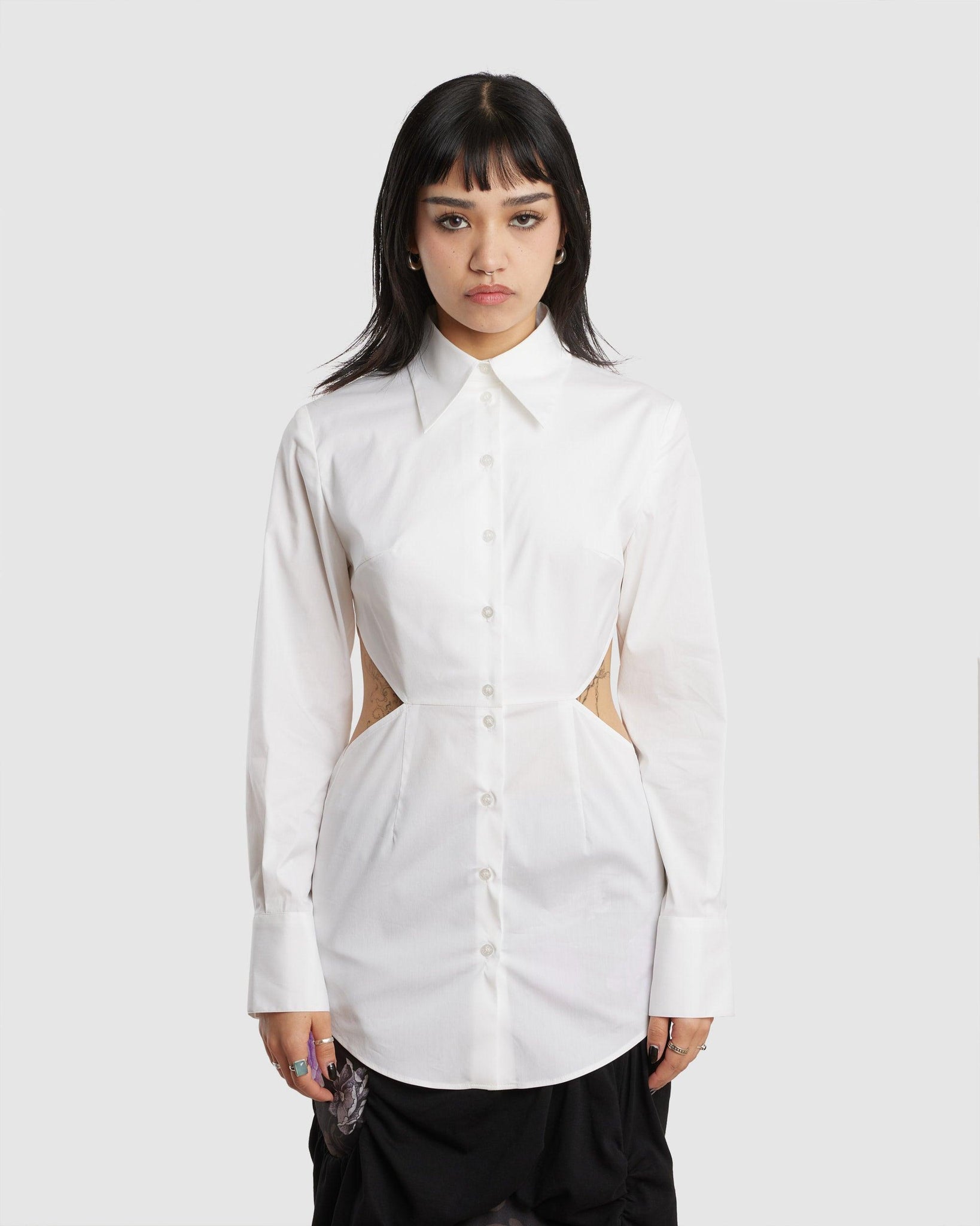 Squares Poplin White Shirt (W) - {{ collection.title }} - Chinatown Country Club 