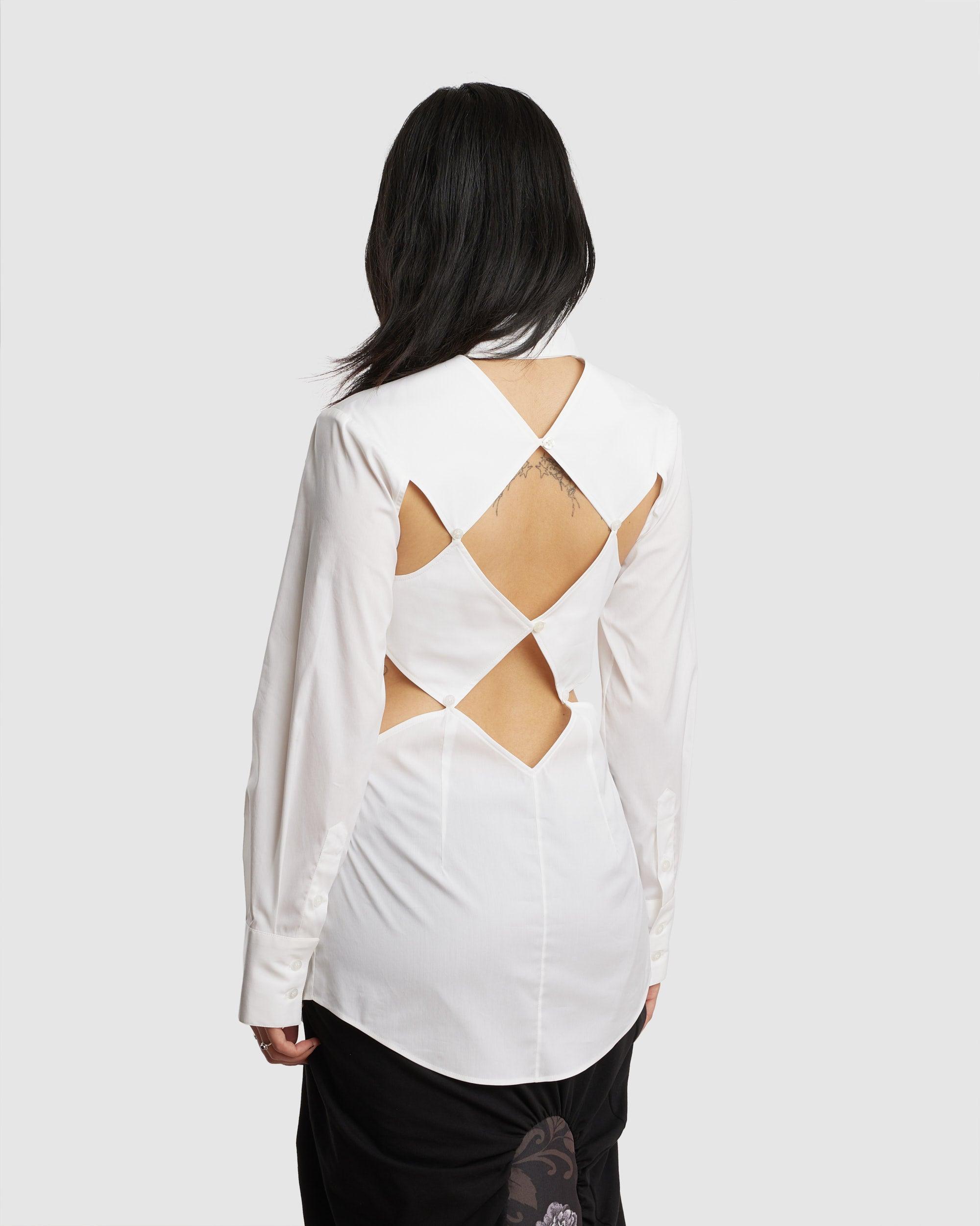 Squares Poplin White Shirt (W) - {{ collection.title }} - Chinatown Country Club 