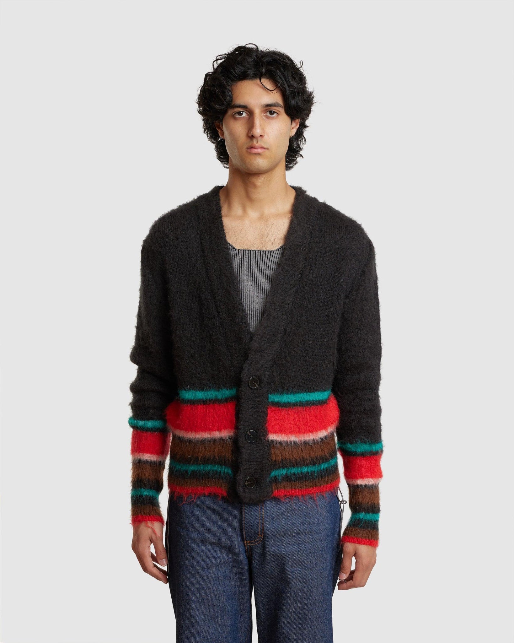 Stripe Hem Cardigan Black - {{ collection.title }} - Chinatown Country Club 