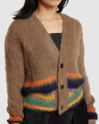 Stripe Hem Cardigan Light Brown (W) - {{ collection.title }} - Chinatown Country Club 
