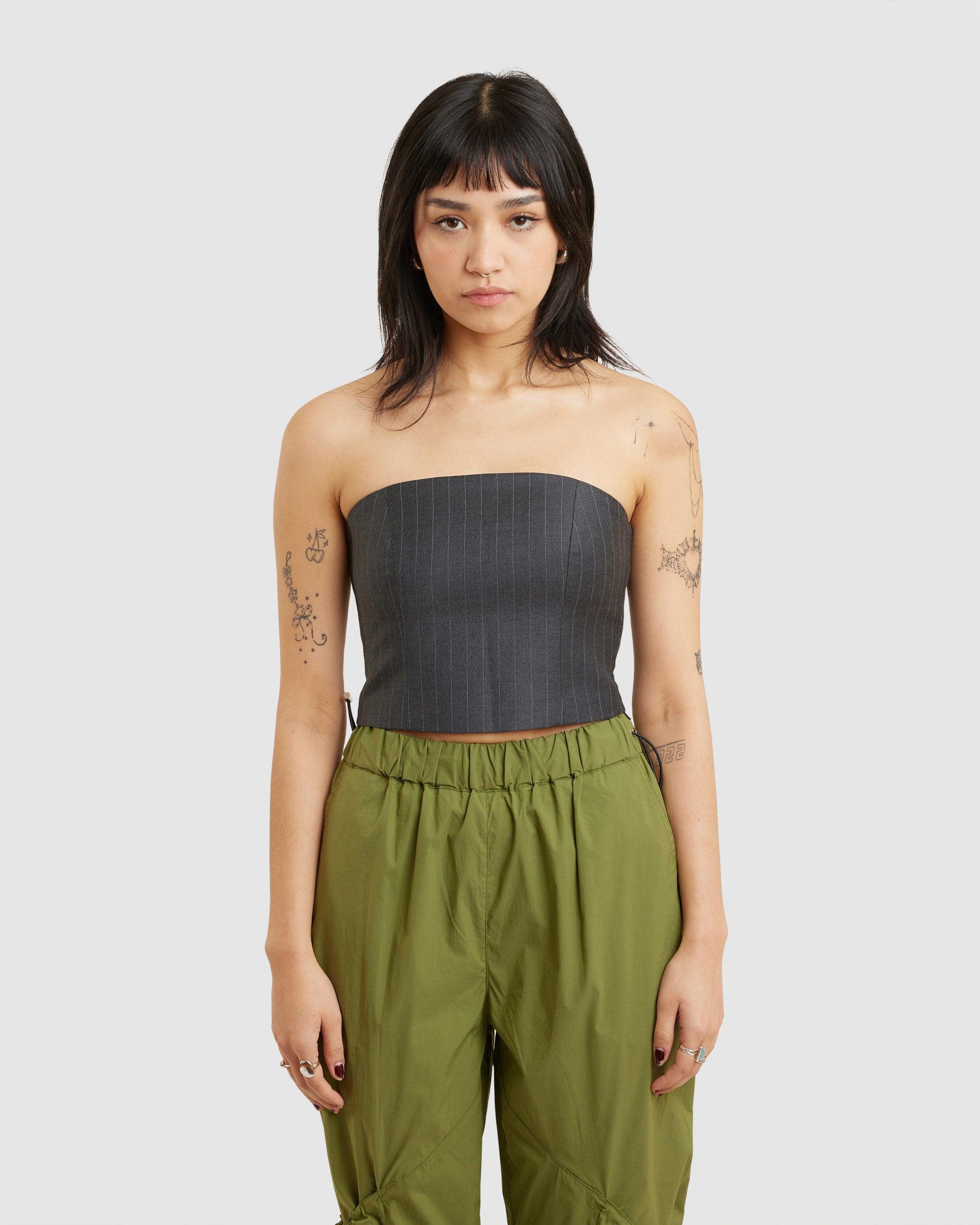 Tandi Bodice Grey Pinstripe - {{ collection.title }} - Chinatown Country Club 