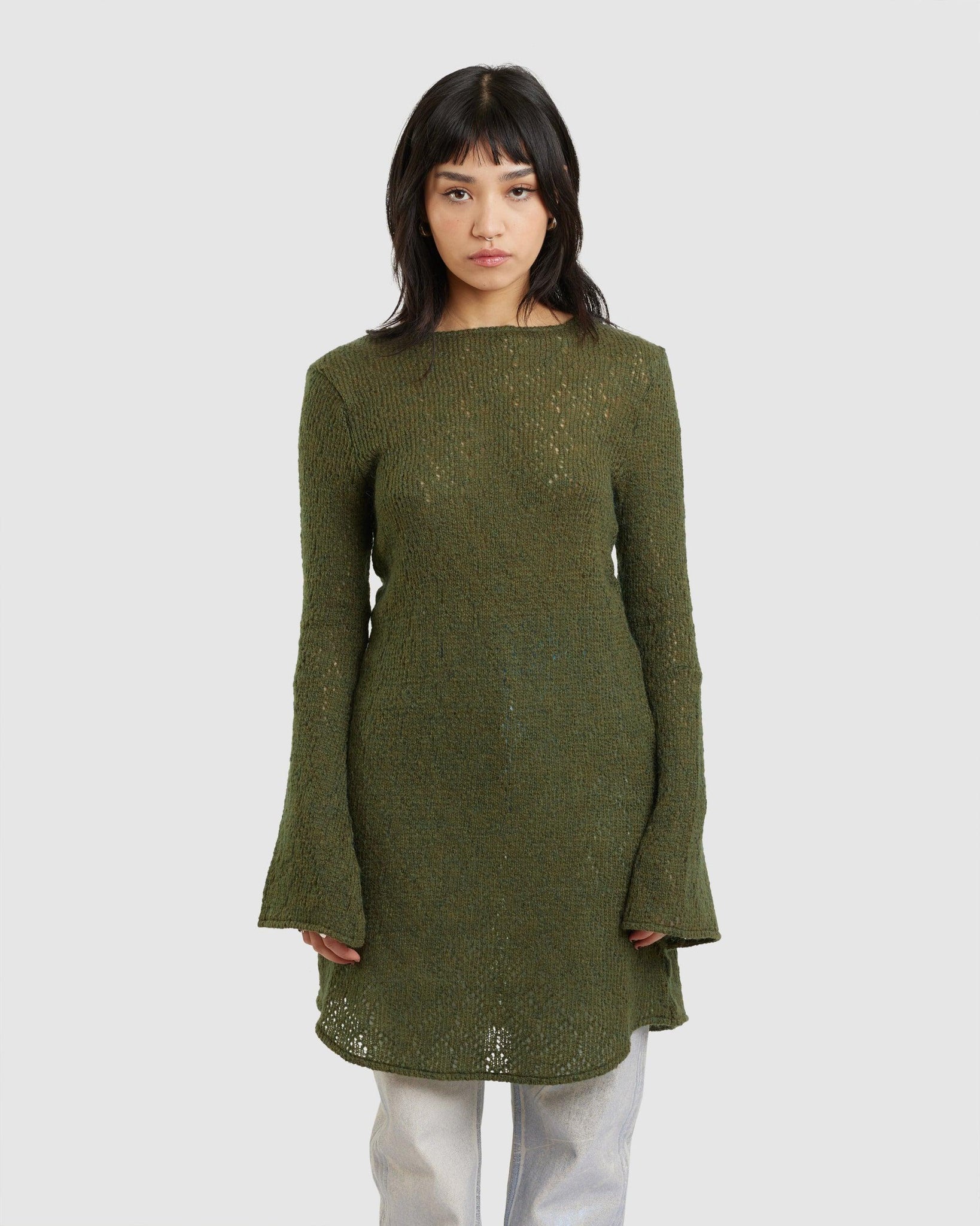 Two Face Dress Moor Green Crochet - {{ collection.title }} - Chinatown Country Club 