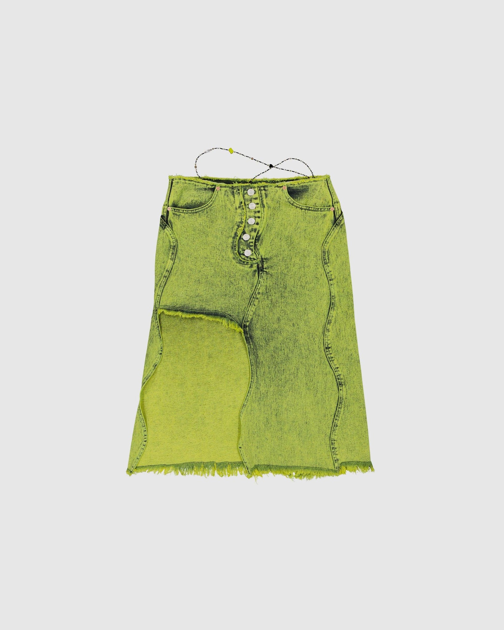 Wavy Beads String Denim Skirt - {{ collection.title }} - Chinatown Country Club 